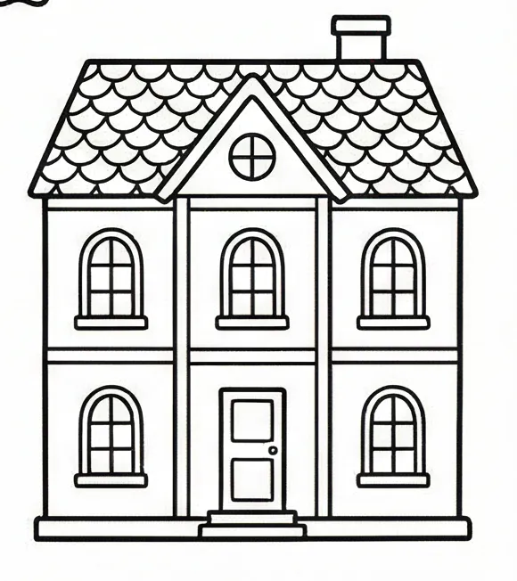 a house with a bird flying over it.webp